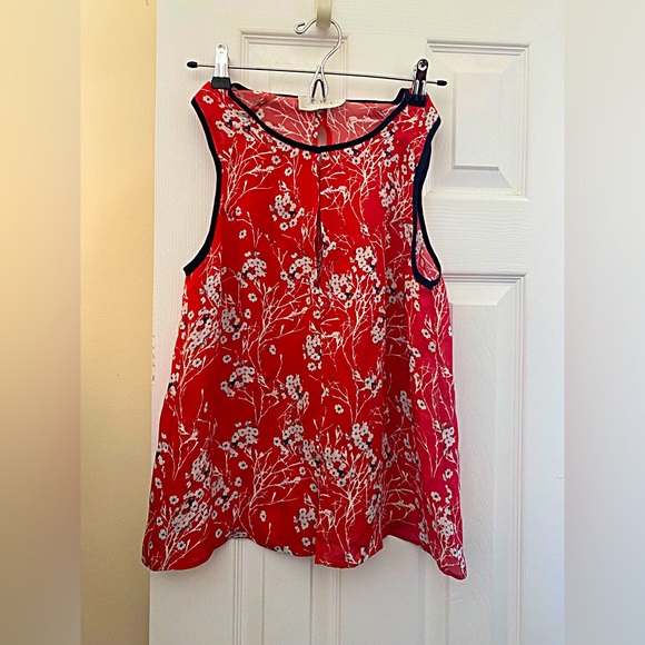 A.L.C. Cherry 🍒 Blossom Silk Chiffon Top Blouse Sleeveless ***With Defec… - Picture 3 of 13